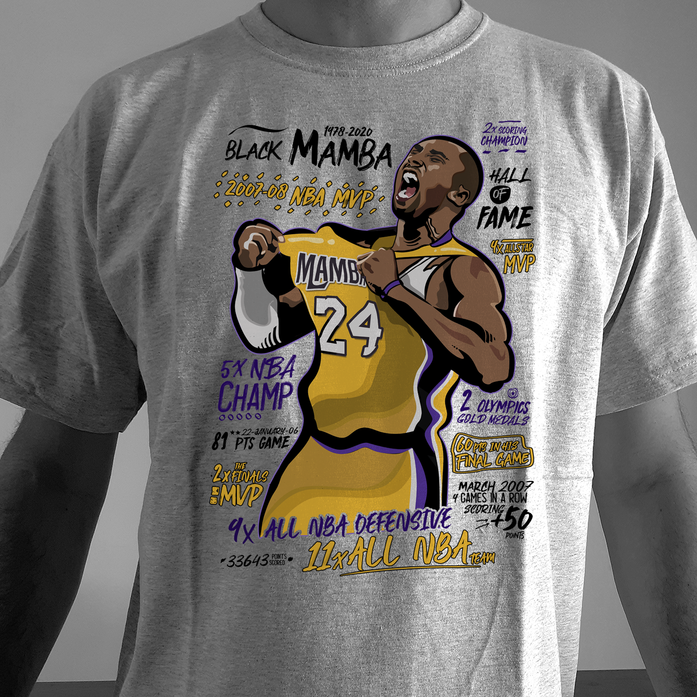 Camiseta Mamba de Kobe Bryant | Equipo Los Angeles Lakers | | Infantil