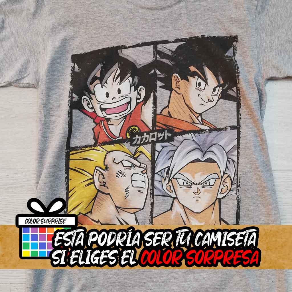 Camiseta Dragon Ball | Goku 4 Caras | Anime - Hombre