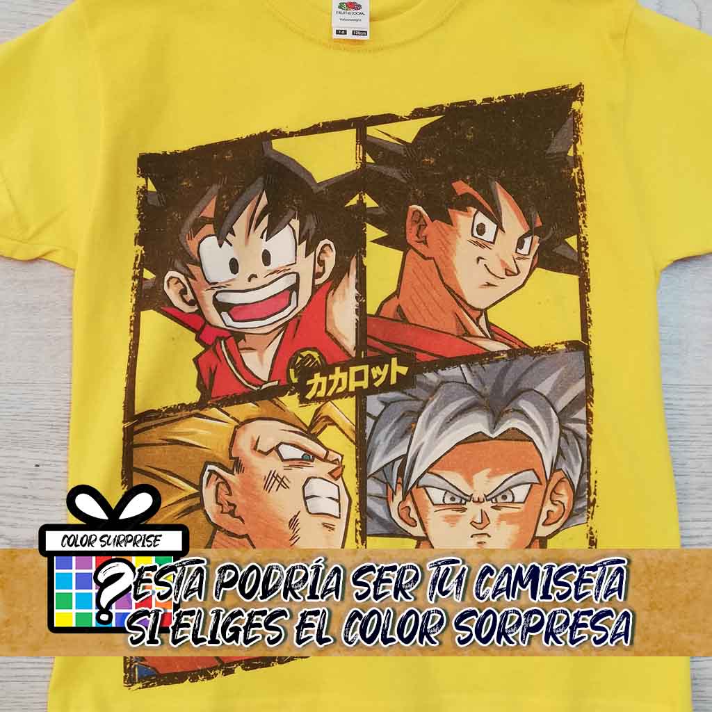 Camiseta Dragon Ball | Goku 4 Caras | Anime - Hombre