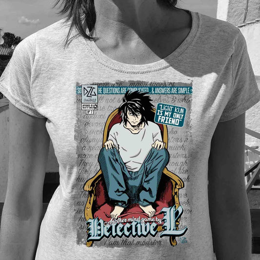 Camiseta L Lawliet | Anime Death Note | Mujer - Vista Frontal