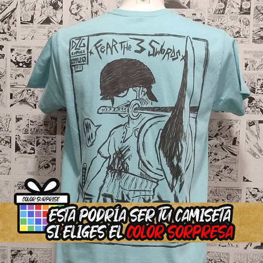 Camiseta Zoro Espadachín Anime One Piece | Hombre - Frontal Detrás