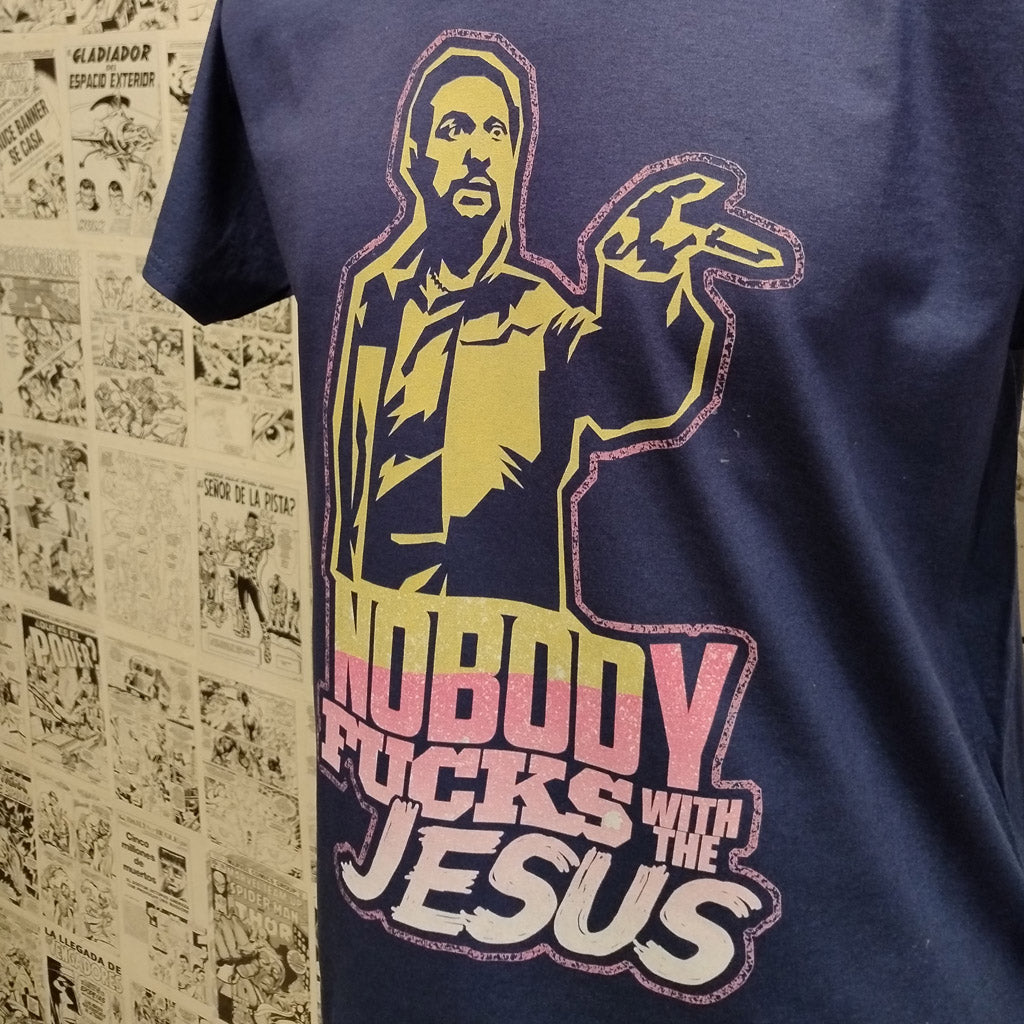 Camiseta Nobody Fucks With The Jesus | Cine The Big Lebowski | Mujer - Hombre Detalle