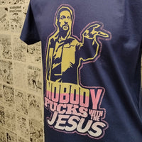 Camiseta Nobody Fucks With The Jesus | Cine The Big Lebowski | Infantil - Hombre Detalle
