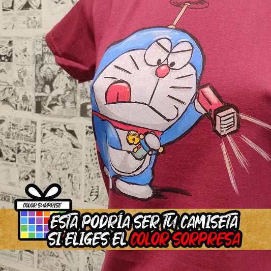 Camiseta Gato Cósmico | Anime Doraemon | Infantil - Vista Frontal