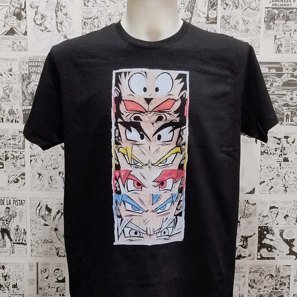 Camiseta Transformaciones de Goku | Anime Dragon Ball | Hombre - Vista Frontal