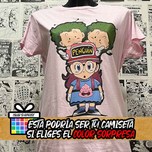 Camiseta Arale y Gatchans | Anime Dr Slump | Mujer - Vista Frontal
