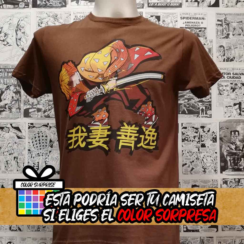 Camiseta Zenitsu Agatsuma | Anime Guardianes de la Noche | Hombre - Vista Frontal