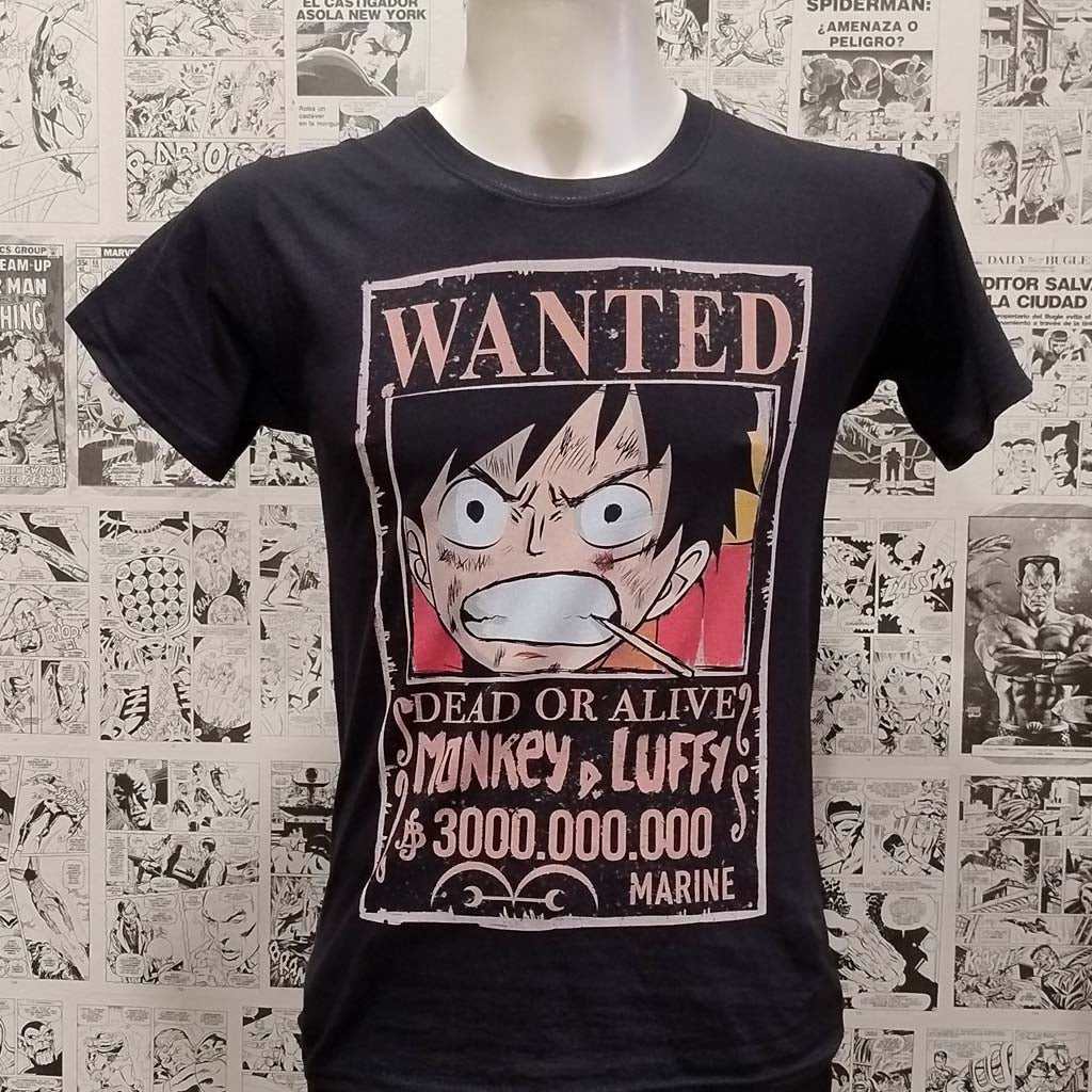 Camiseta Wanted Luffy | Anime One Piece | Hombre | Hombre - Vista Frontal