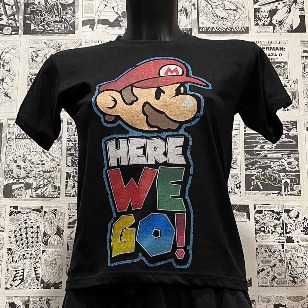 Camiseta Super Mario | Frase Clásica "Here We Go!" | Hombre