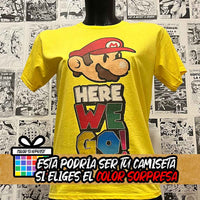 Camiseta Super Mario | Frase Clásica Here We Go |  | Infantil - Vista Frontal
