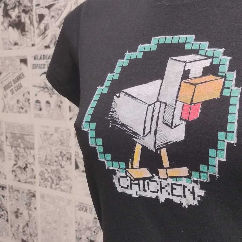 Camiseta Pollo de Minecraft | Videojuego Minecraft | Mujer | Kool Things -  Detalle