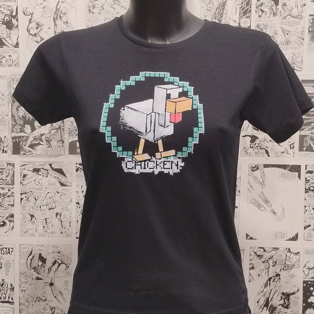 Camiseta Pollo de Minecraft | Videojuego Minecraft | Mujer | Kool Things - Frontal