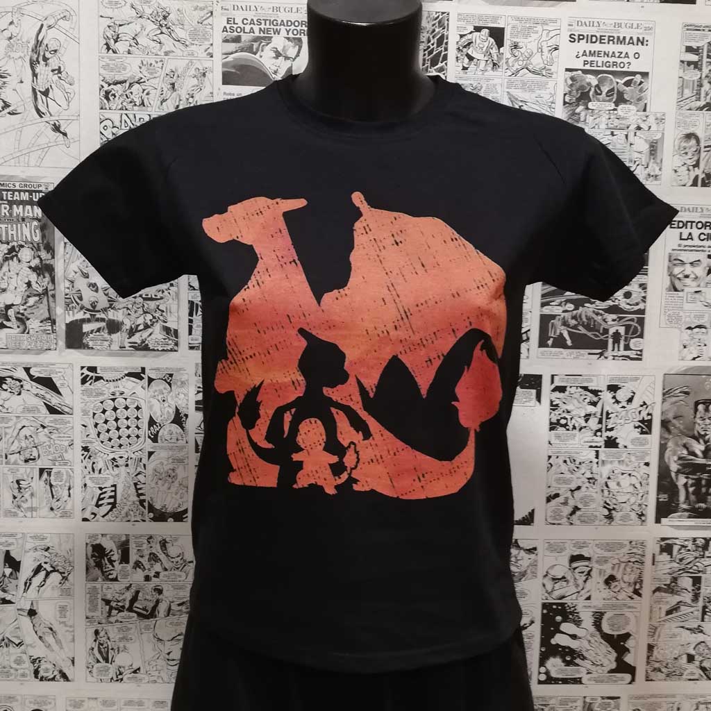Camiseta Evolución de Charmander | Videojuego Pokemon | Hombre - Vista Frontal