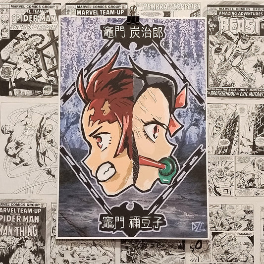 Póster Tanjiro y Nezuko del Anime Guardianes de la Noche - Frontal