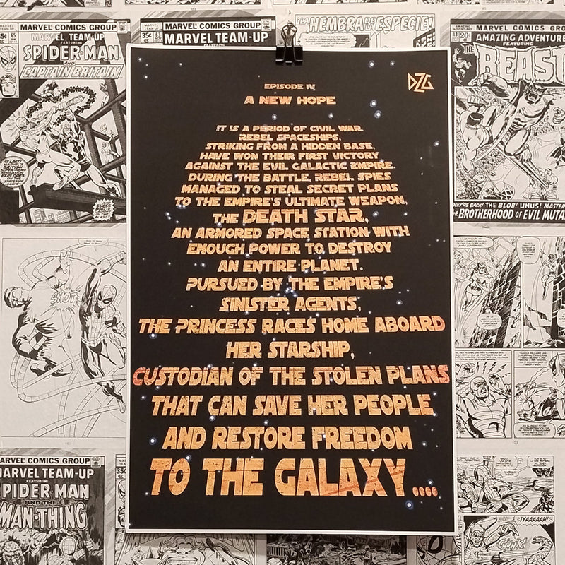 Texto Una Nueva Esperanza Episodio IV Star Wars | Póster Coleccionista | Kool Things - Póster Exclusivo Kool Things
