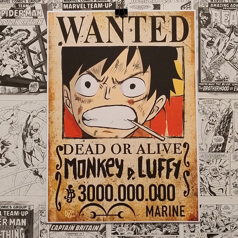 Luffy Wanted Anime One Piece | Póster Coleccionista | Kool Things - Póster Exclusivo Kool Things
