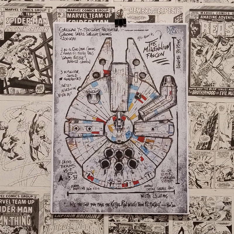 Halcón Milenario de las Películas Star Wars | Póster Coleccionista | Kool Things - Póster Exclusivo Kool Things