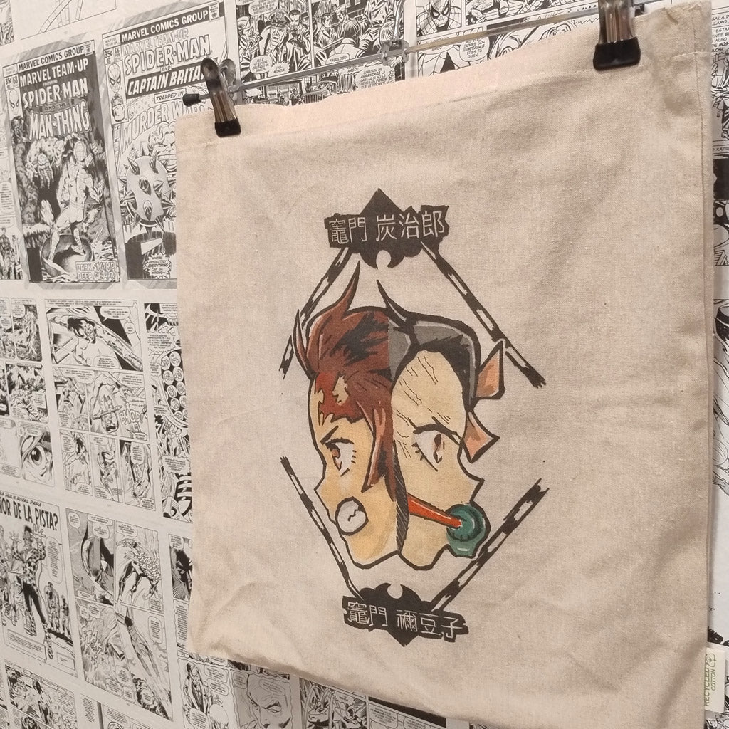Tote de Tanjiro y Nezuko | Anime Guardianes de la Noche - Vista lateral