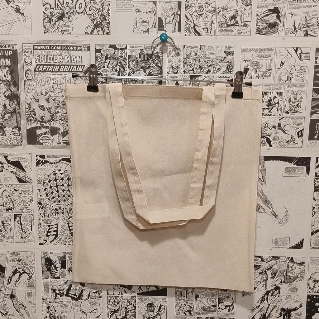 Tote de Tanjiro y Nezuko | Anime Guardianes de la Noche - Vista trasera del asa y detalle superior