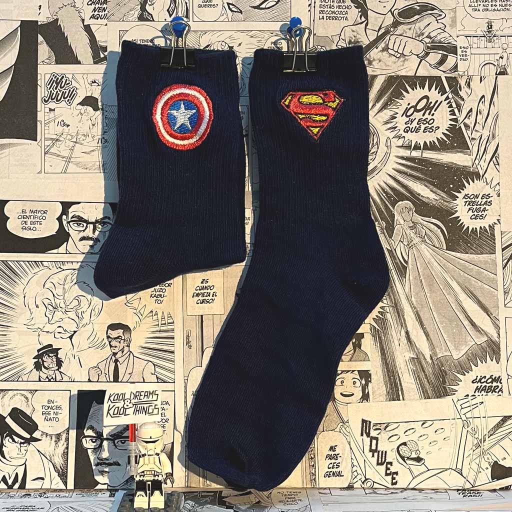 Calcetines de la Talla 30-35 de los Personajes de Cómic Capitán América y Superman