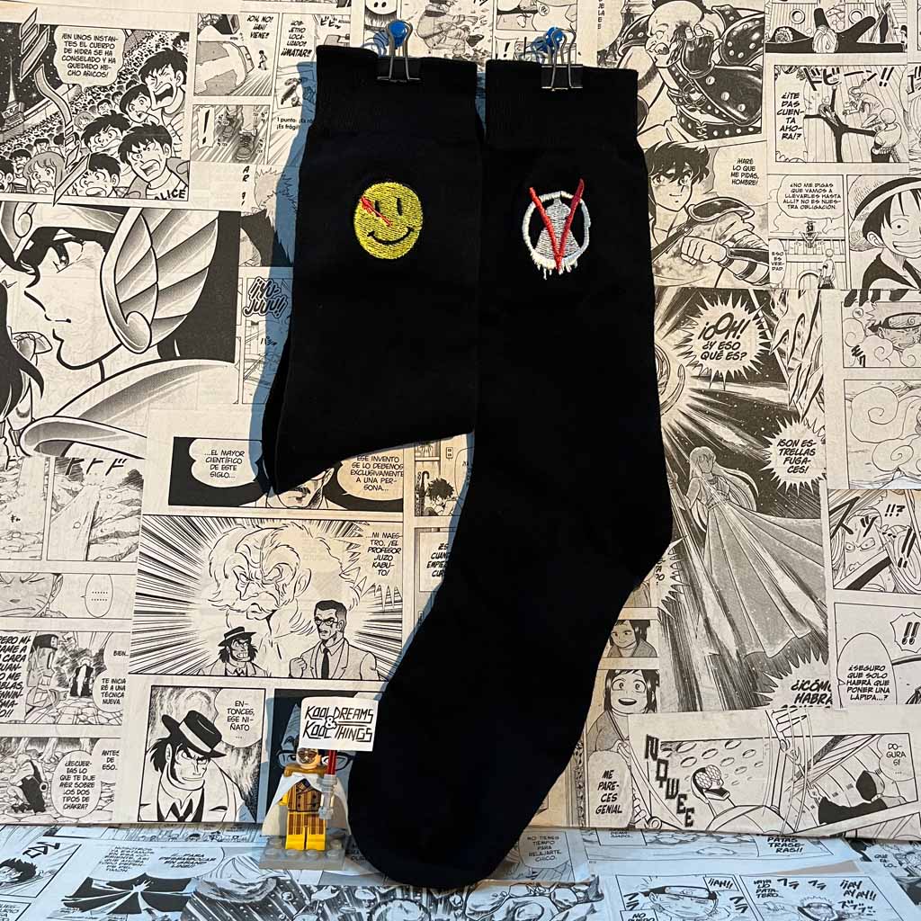 Calcetines de la Talla 39-45 de los Cómics Watchmen y V de Vendetta