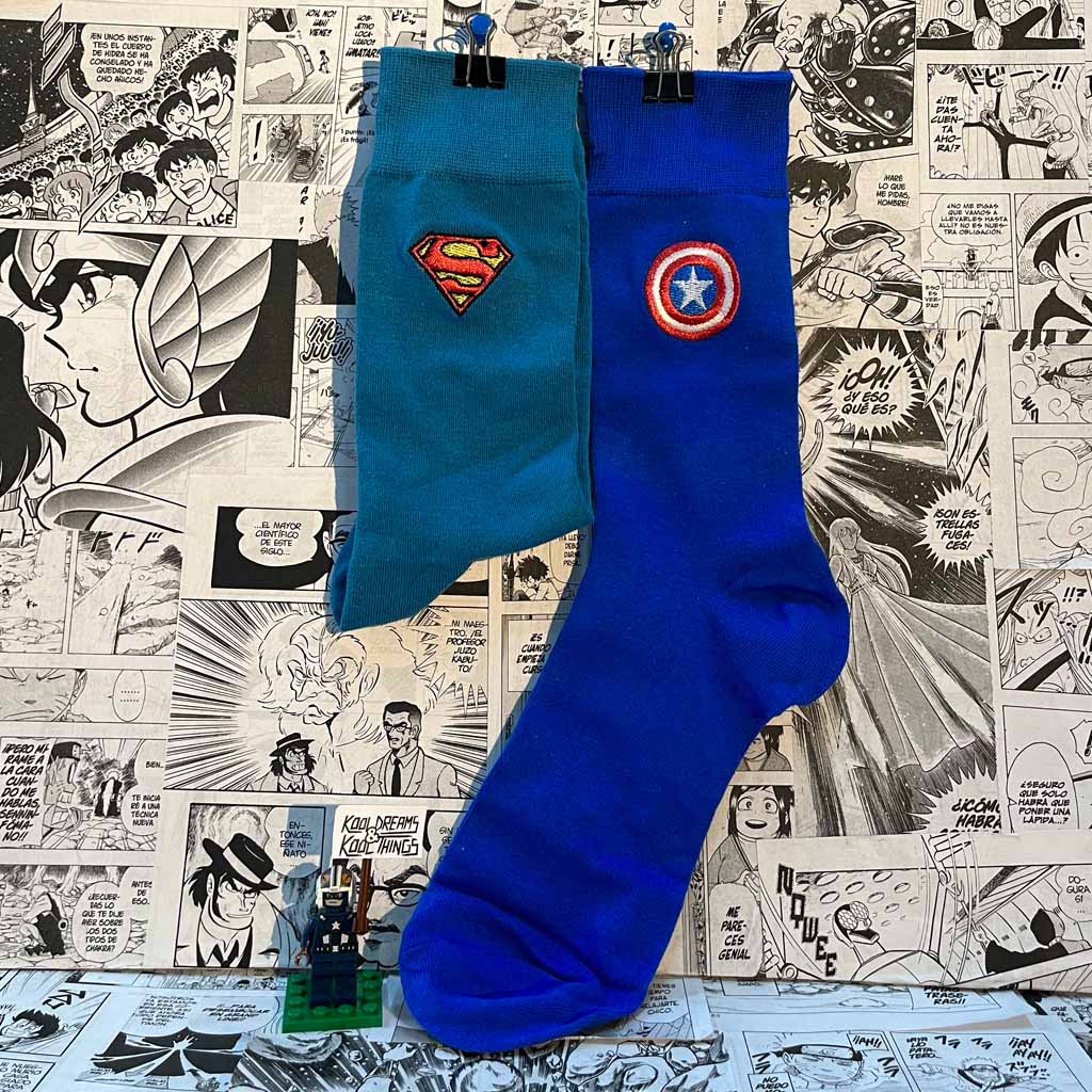 Calcetines de la Talla 39-45 de los Superhéroes de Cómic Superman y Capitan América